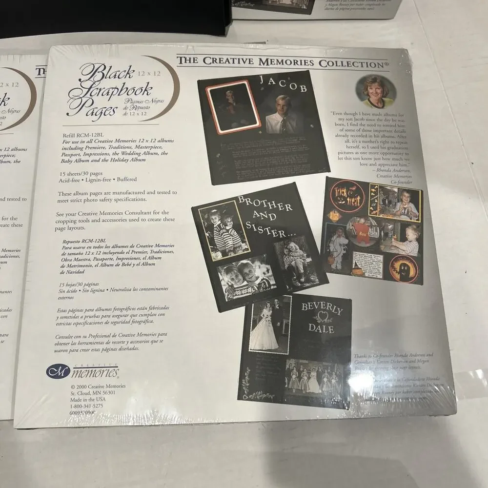 Creative Memories 12x12 Black Refill Scrapbook Pages Lot of 4- 3 sealed 1 open